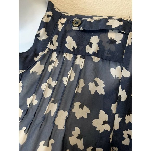 Alice Blue STITCH FIX Women's Sz M Blue Sheer Floral Roll Tab Long Sleev… - Picture 3 of 9